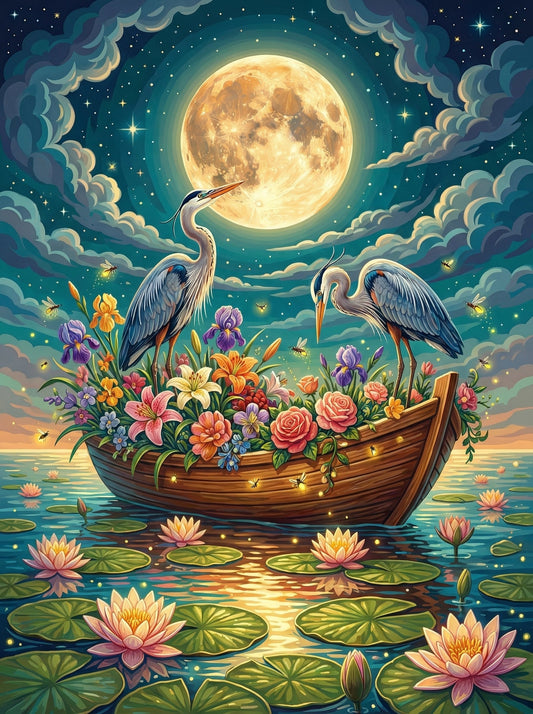 Moonlit Heron Garden (120 Colors)
