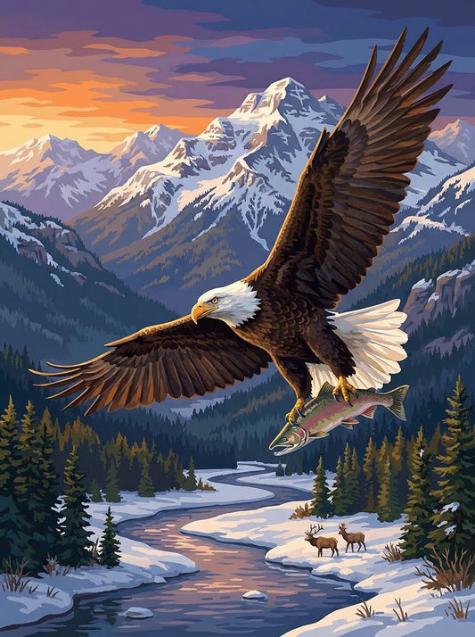Eagle Over the Mountain Valley