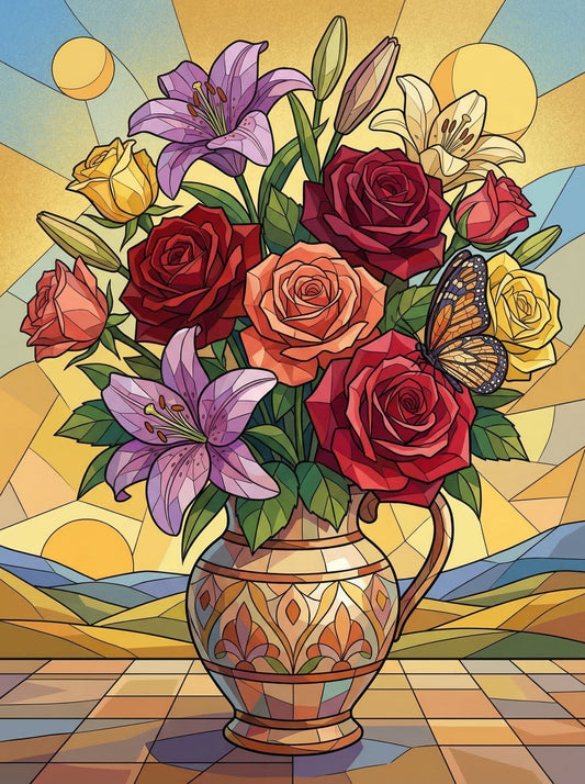 Stained Glass Floral Radiance
