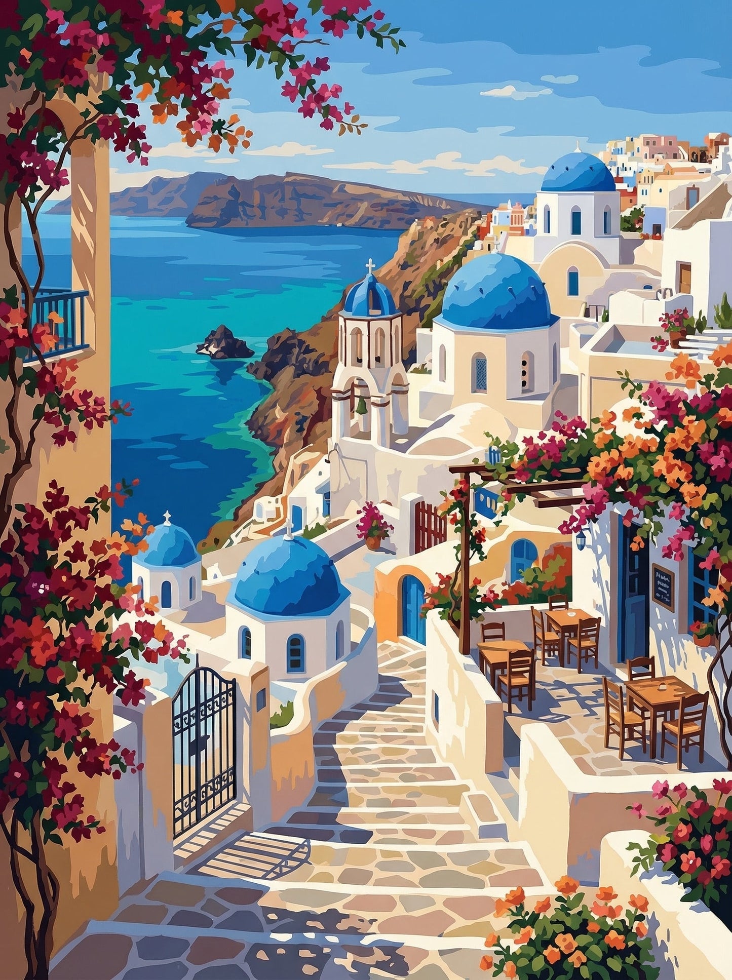 Santorini Blue Dome Coastline