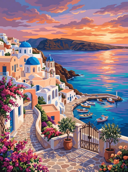 Santorini Sunset Harbor View