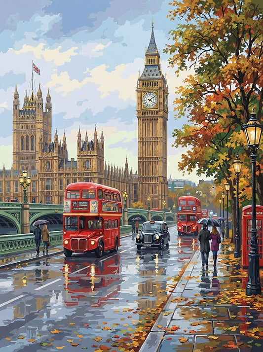 London Big Ben Autumn Street