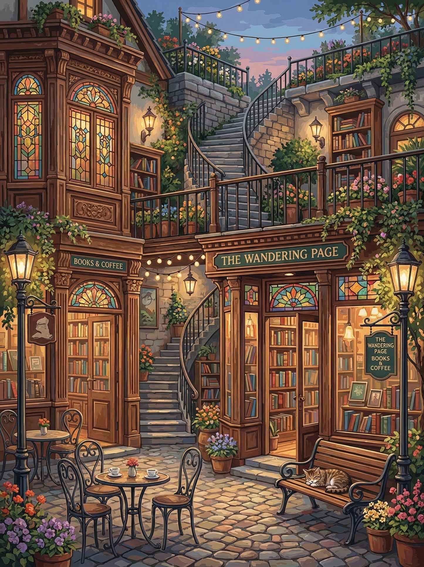 Cozy Bookshop Coffee Garden