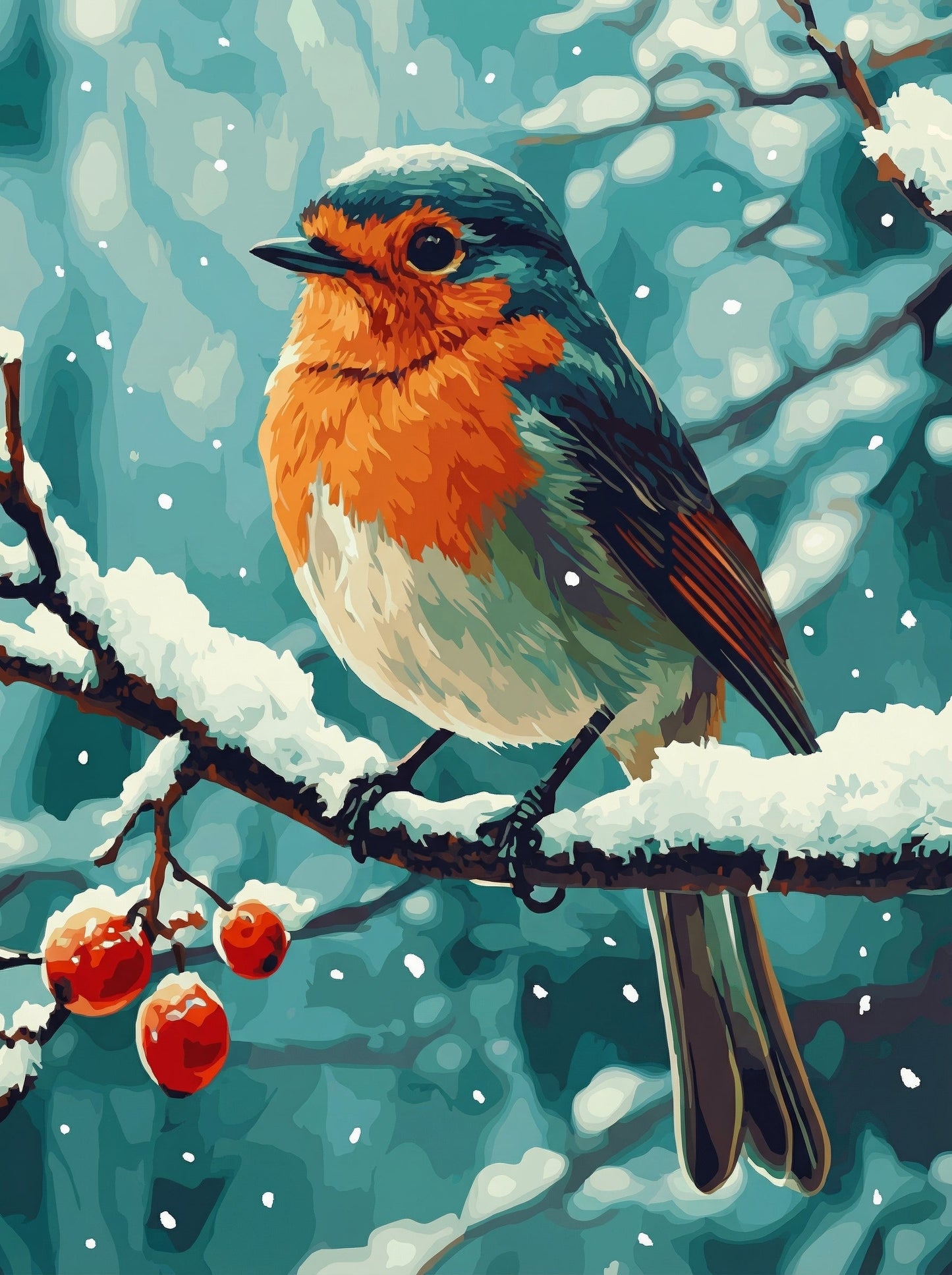 Snowy Robin Perch