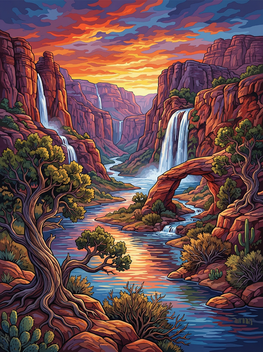 Canyon Waterfall Golden Glow (80 Colors)