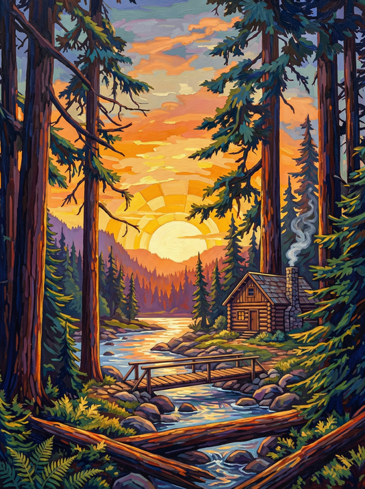 Sunset Cabin Forest Retreat (80 Colors)