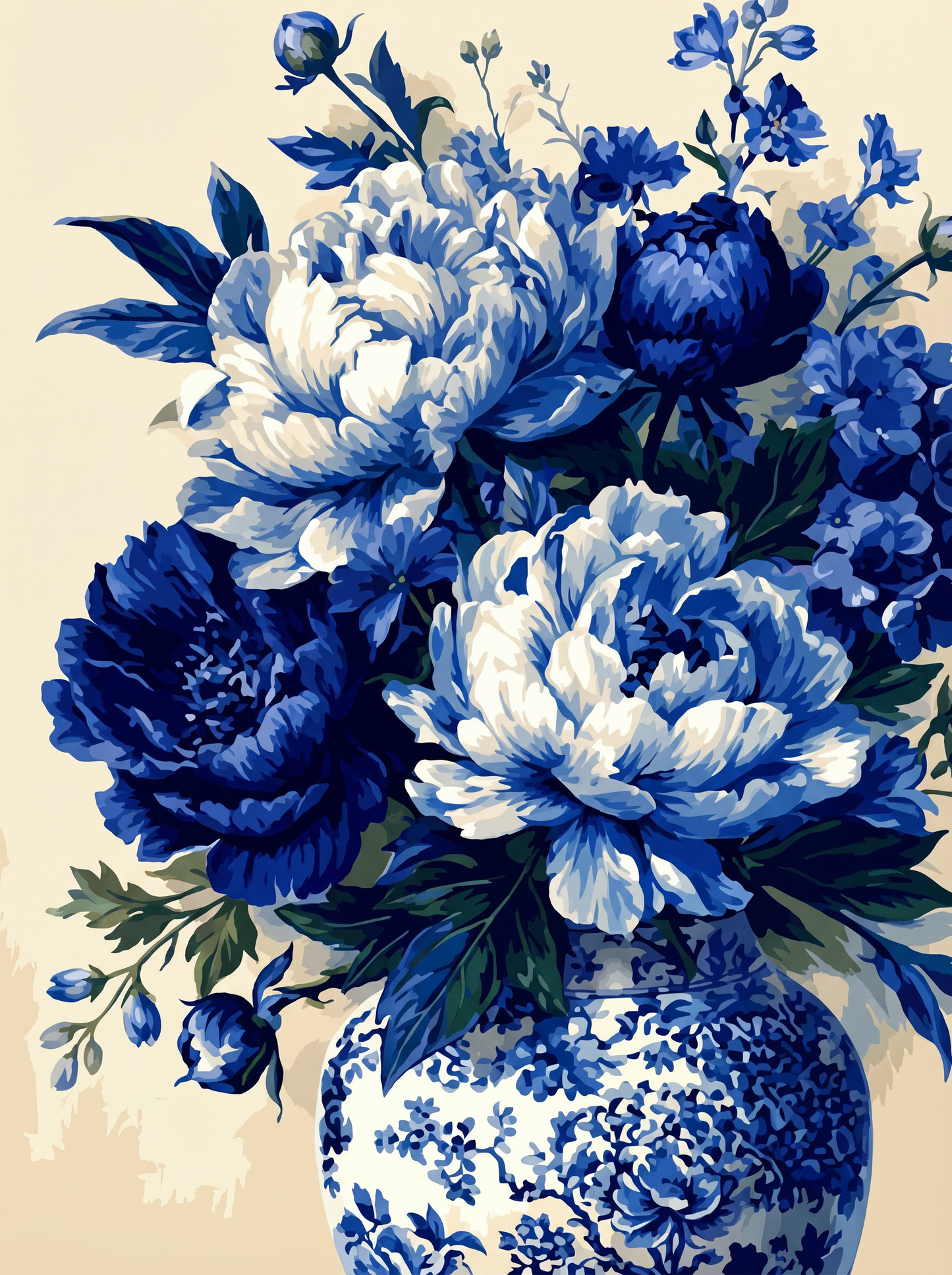 Blue Porcelain Peonies