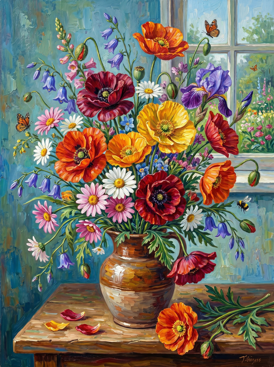 Sunlit Wildflower Window Vase