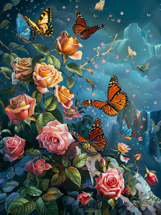 Moonlit Butterfly Rose Dream