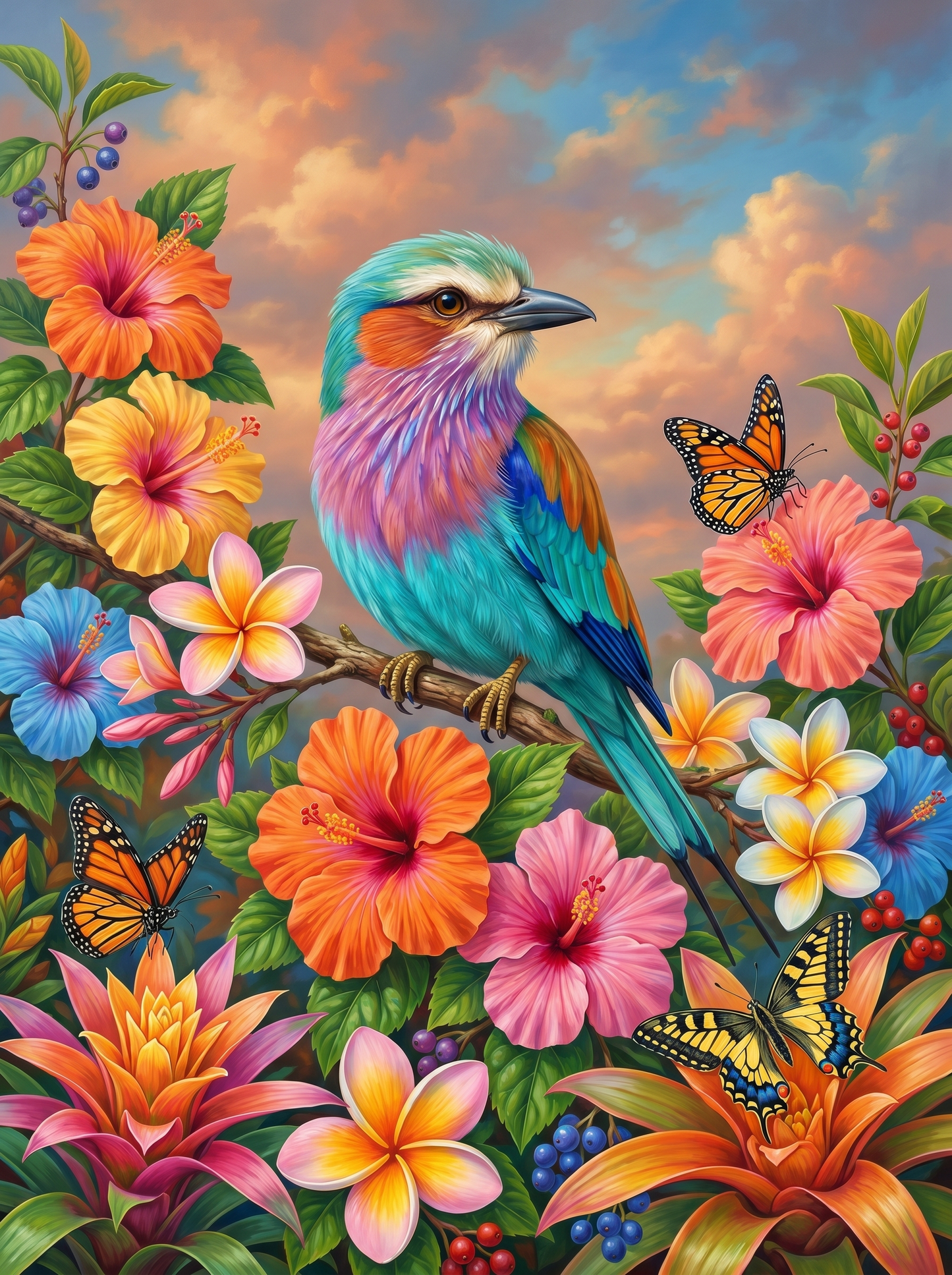 Tropical Songbird Blossom Haven