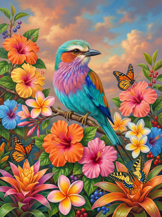 Tropical Songbird Blossom Haven