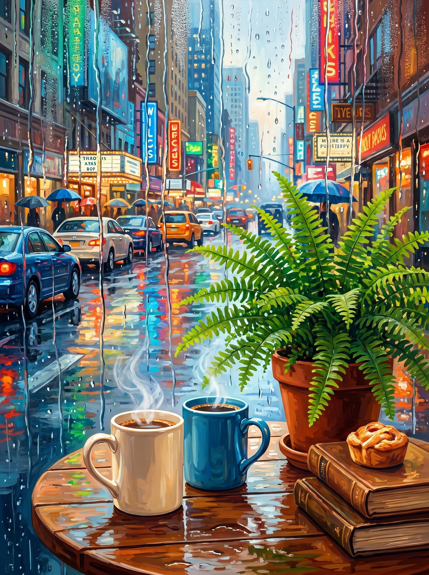 Rainy City Coffee Moments Glow