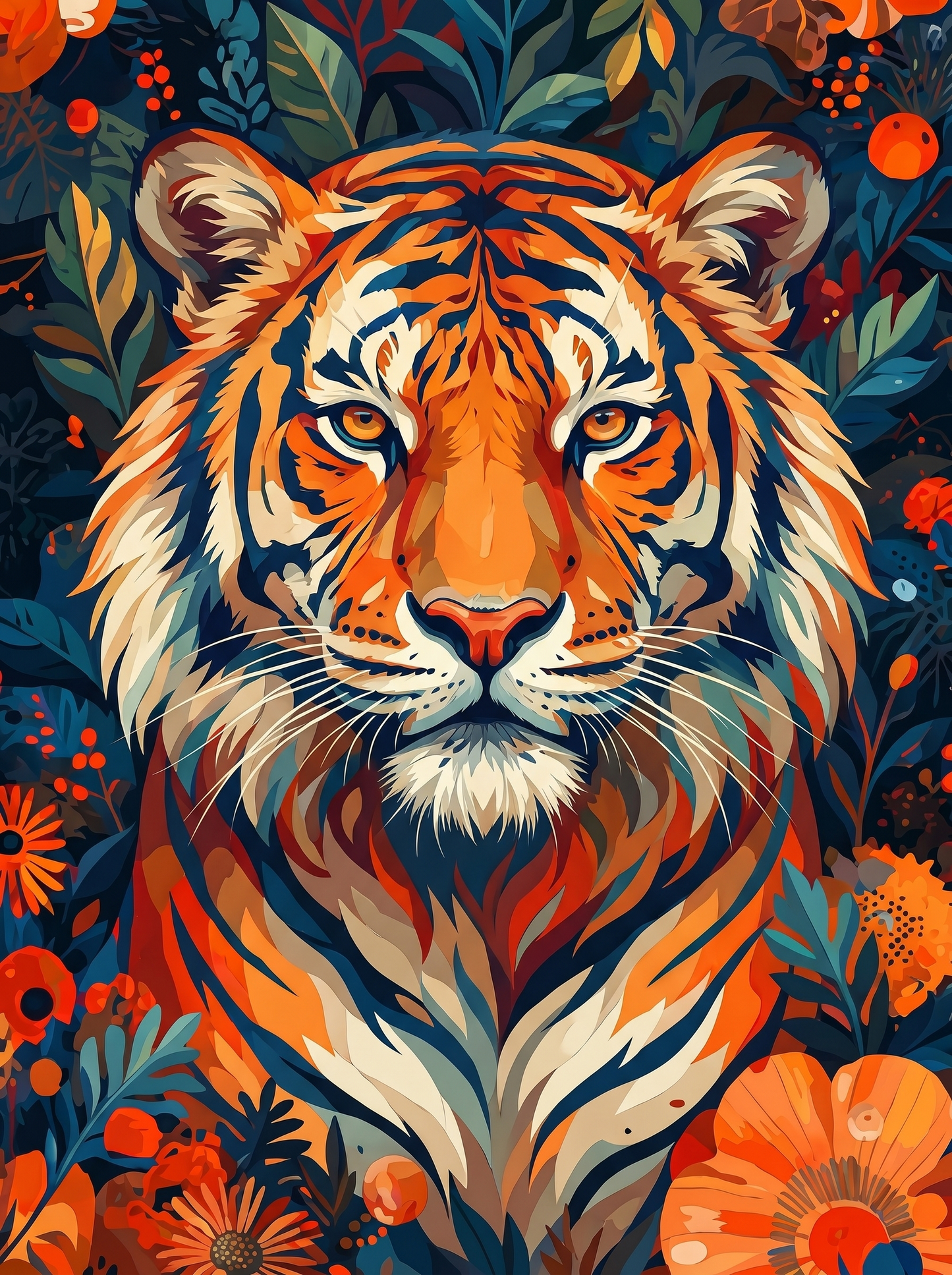 Bold Floral Tiger Gaze