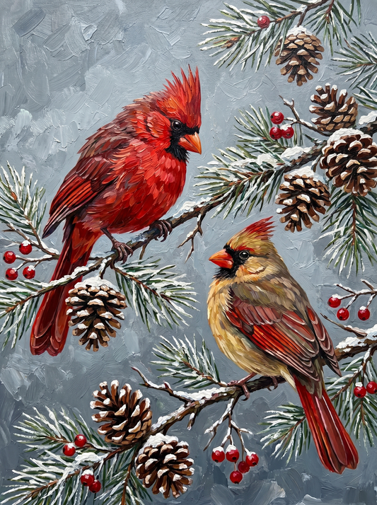 Winter Cardinal Pair