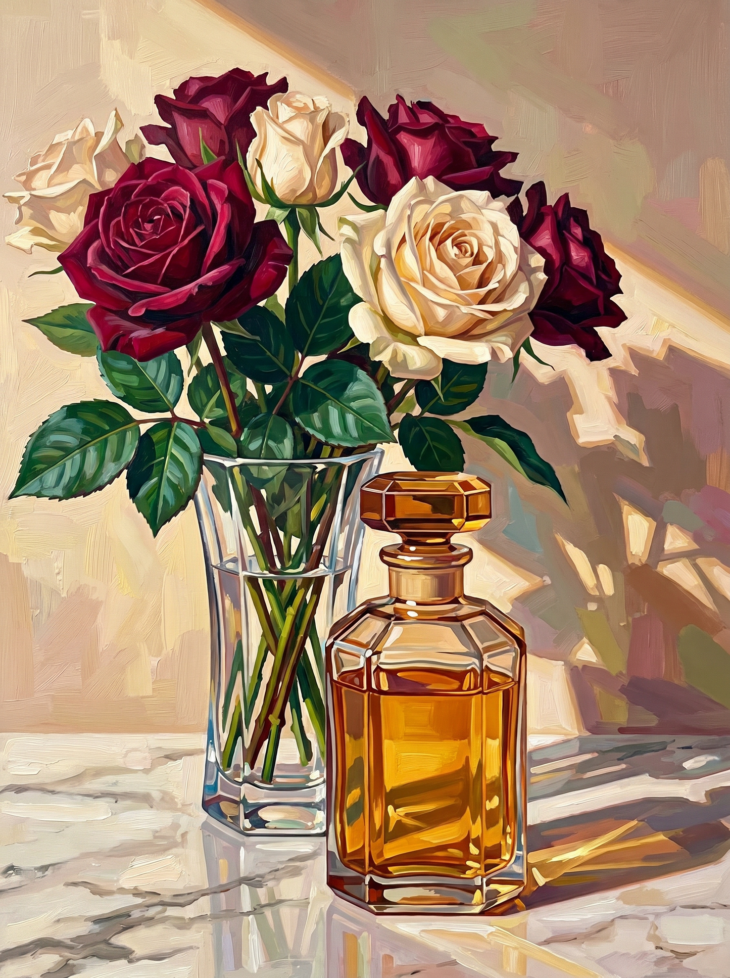 Elegant Roses Perfume Still Life