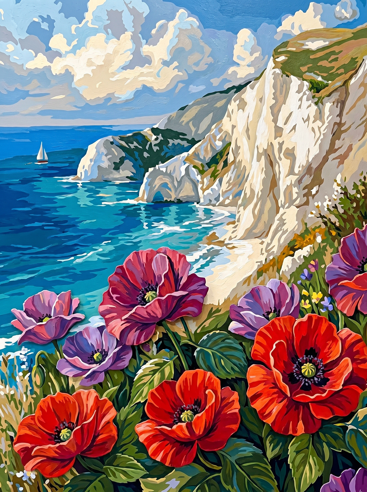 Coastal Cliffs Poppy Bloom