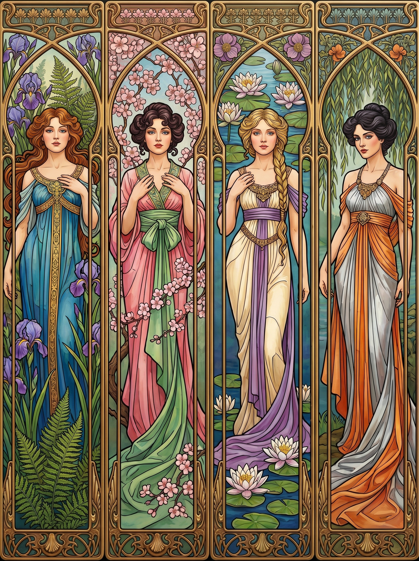 Art Nouveau Seasonal Maidens
