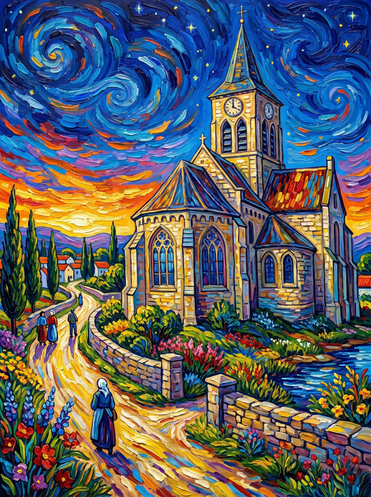 Starry Church Countryside Path