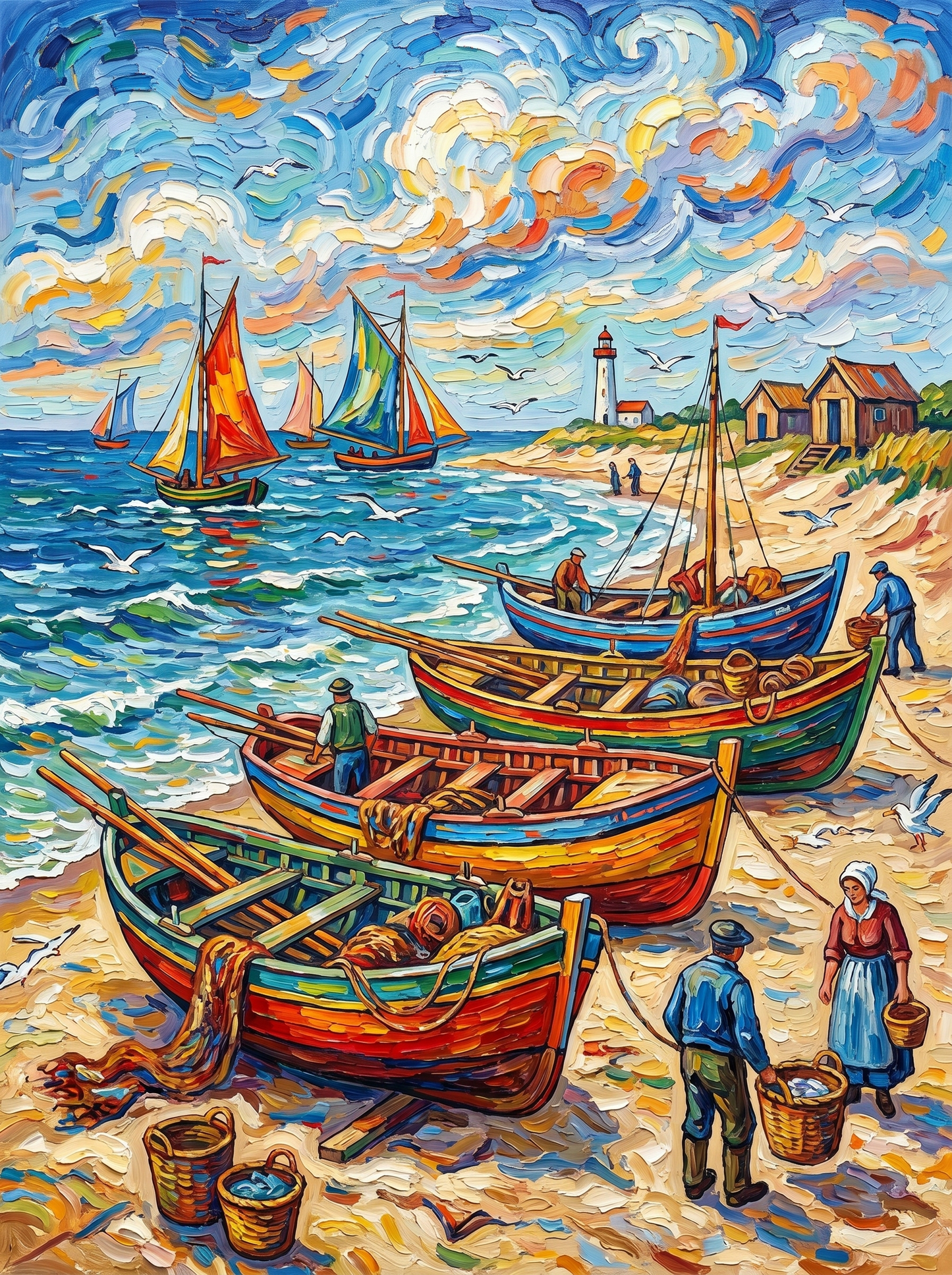 Colorful Coastal Fishing Village