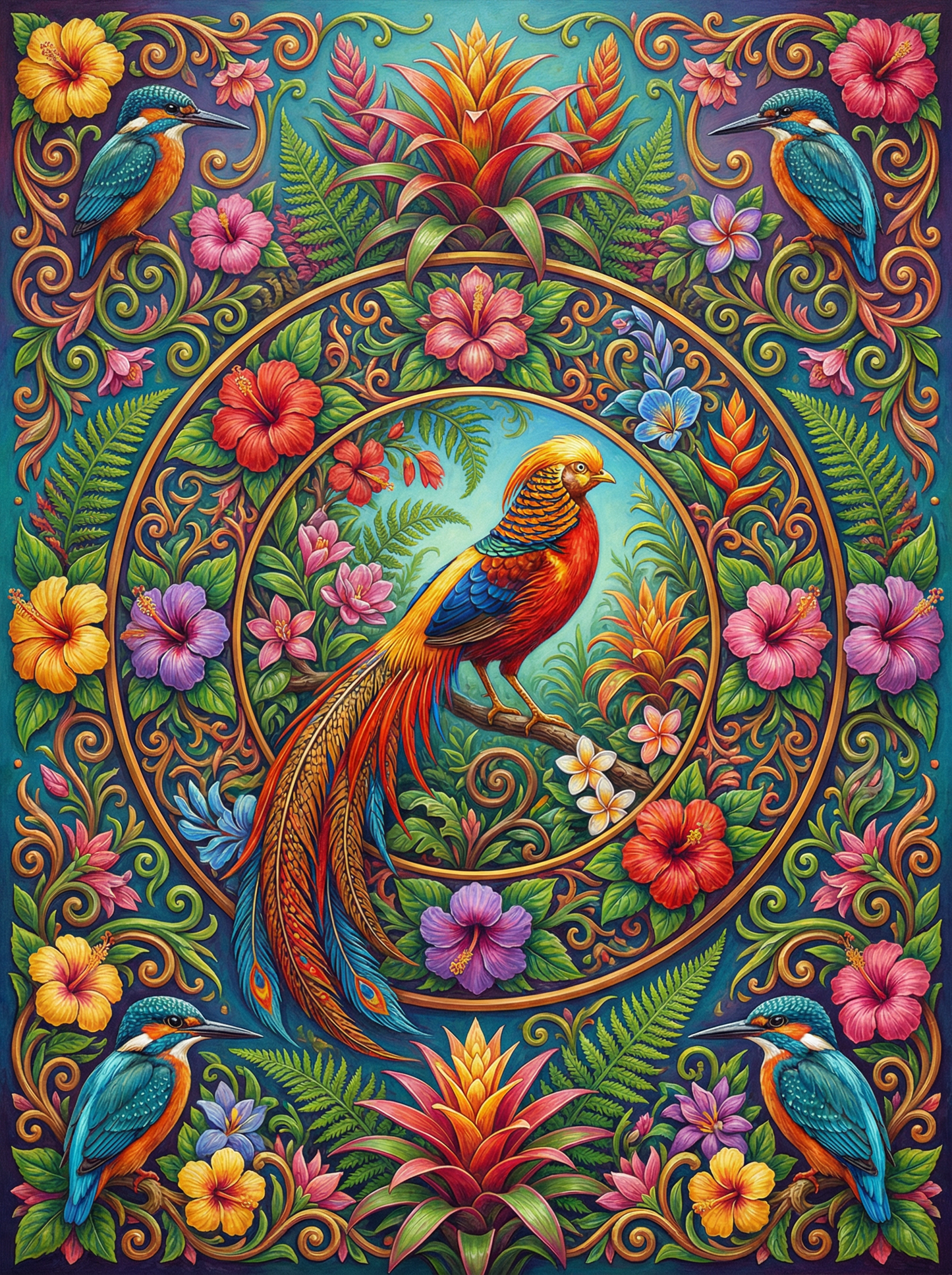 Pheasant Floral Mandala (120 Colors)