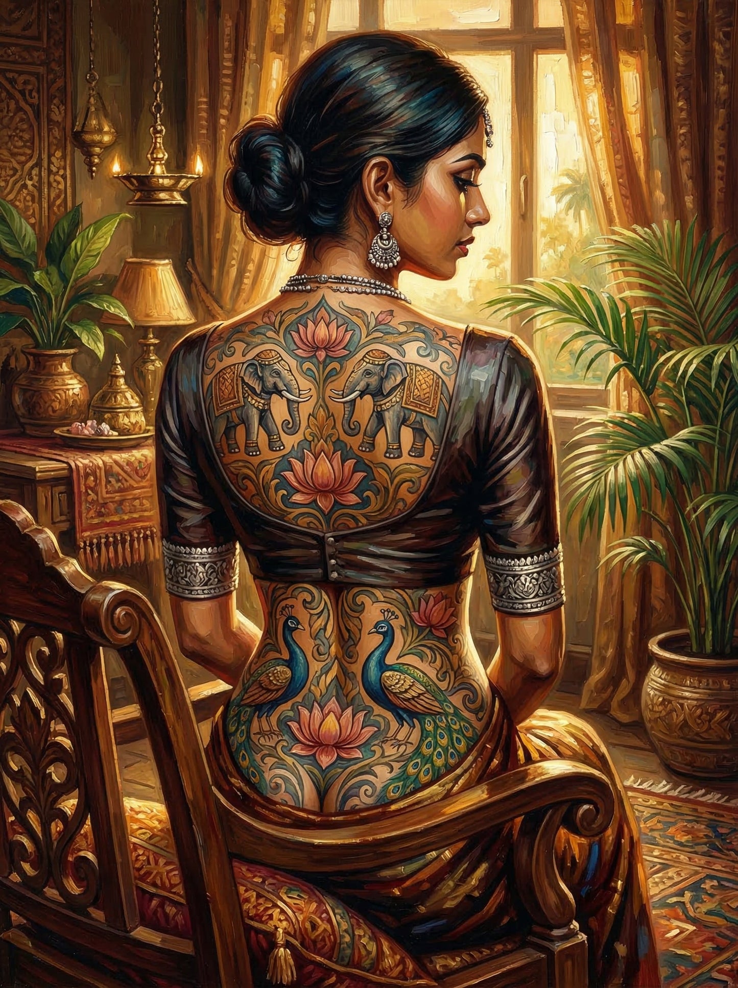Lankan Elephant Tattoo Chair (120 Colors)