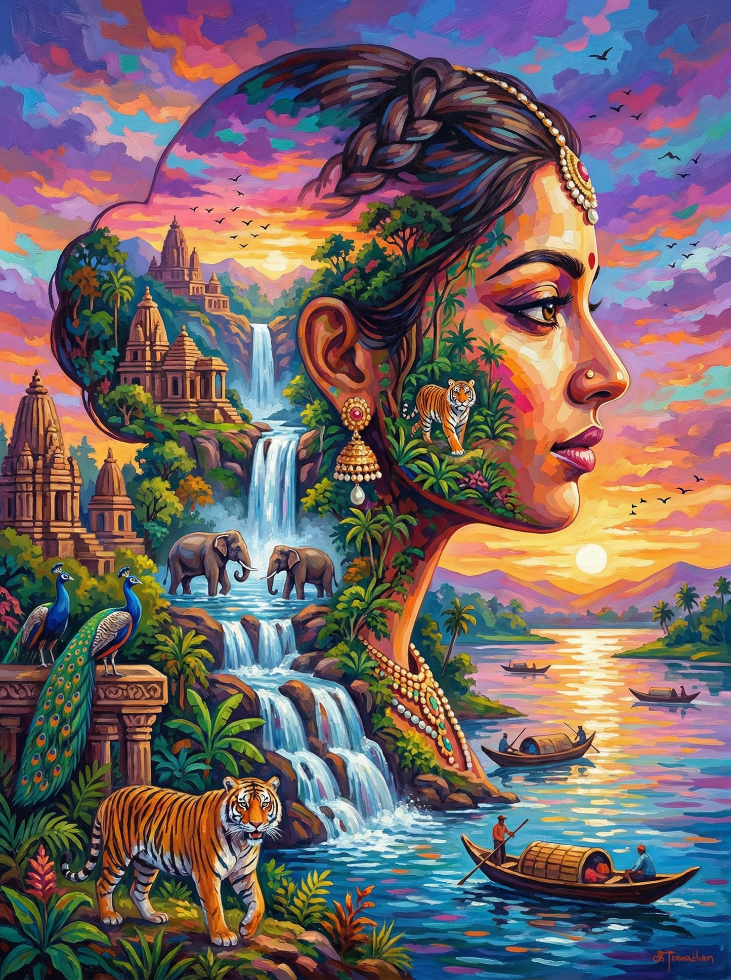 Indian Wildlife Sunset Portrait (120 Colors)