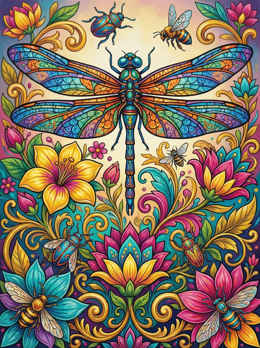 Intricate Dragon Fly Garden (120 Colors)
