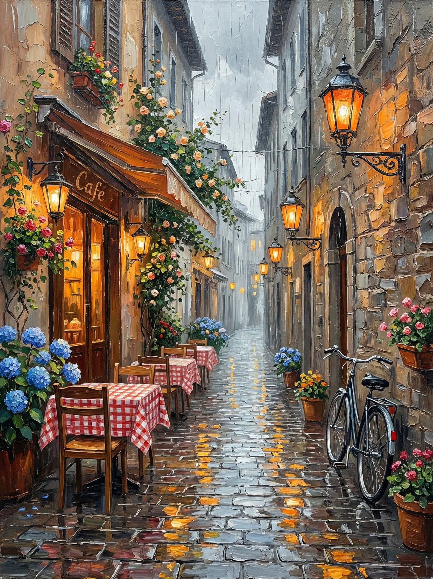 Italian Cafe Alley Evening (120 Colors)