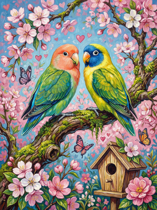 Love Birds Cherry Blossoms