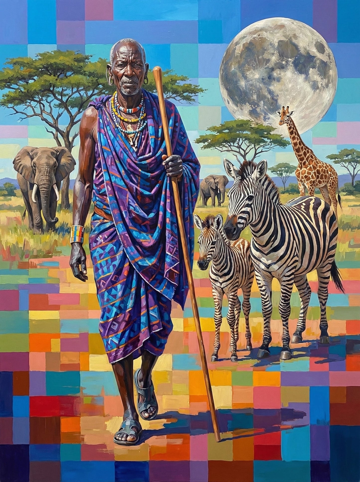 Maasai Elder Safari Mosaic (80 Colors)