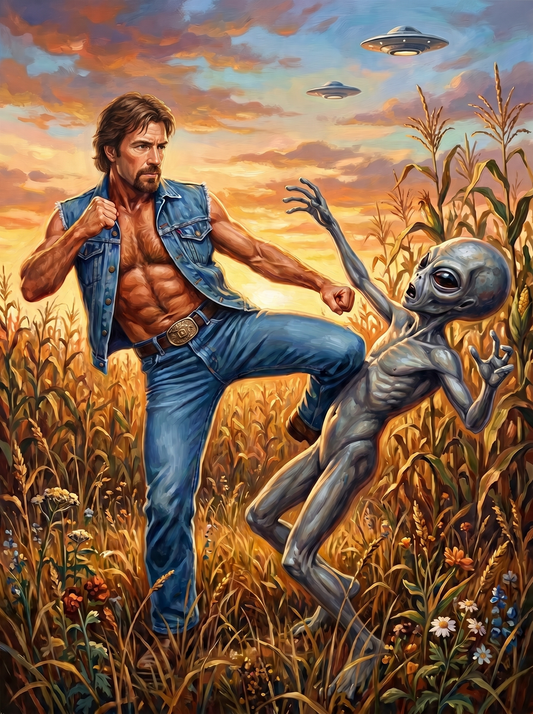 Man Kicking Alien (80 Colors)