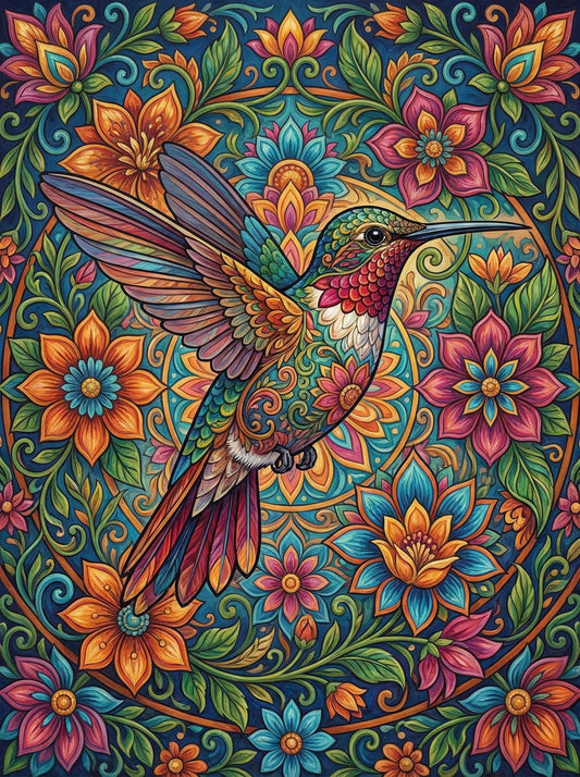 Hummingbird Blossom Mandala (120 Colors)