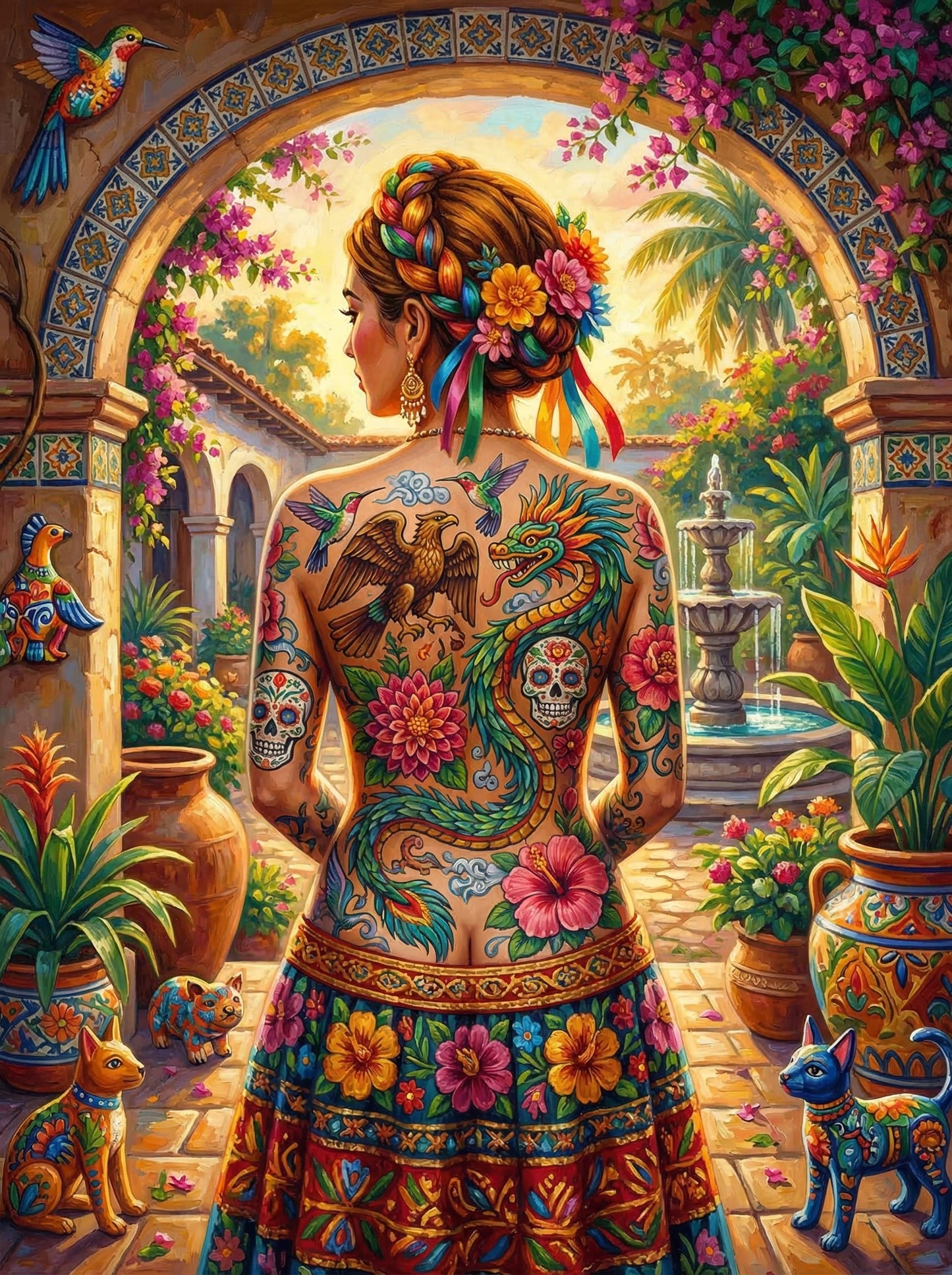 Mexican Tattoo Courtyard Woman (120 Colors)
