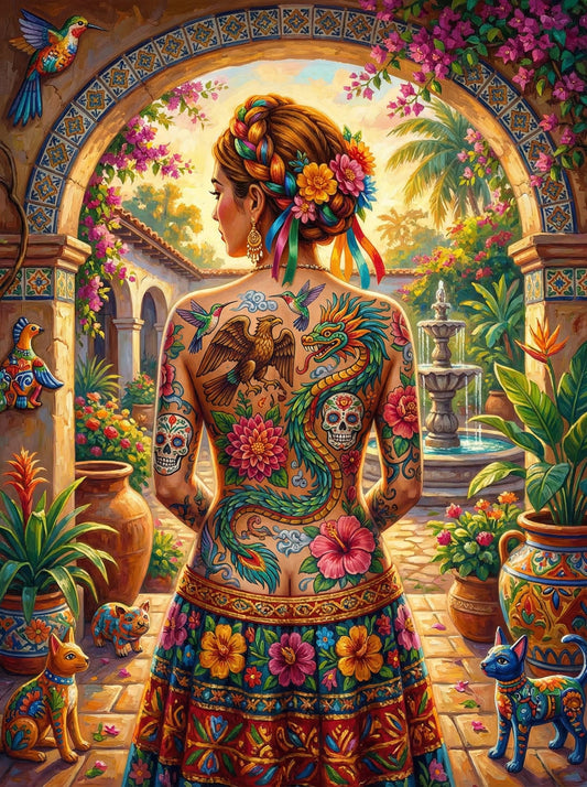 Mexican Tattoo Courtyard Woman (120 Colors)
