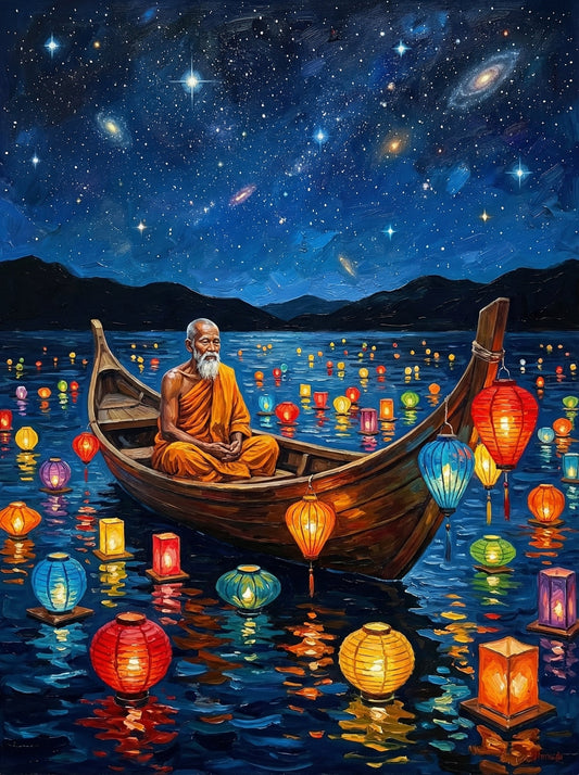Monk In Glowing Boat (80 Colors)