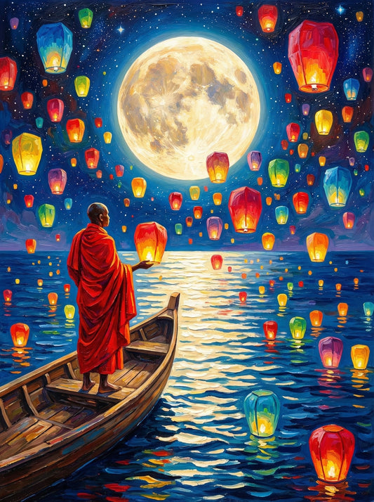 Monk Under Full Moon (80 Colors)