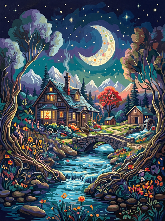 Moonlit Cottage Stream (80 Colors)