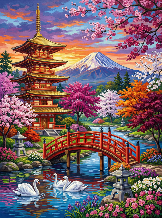 Mount Fuji Cherry Blossom Bridge (120 Colors)