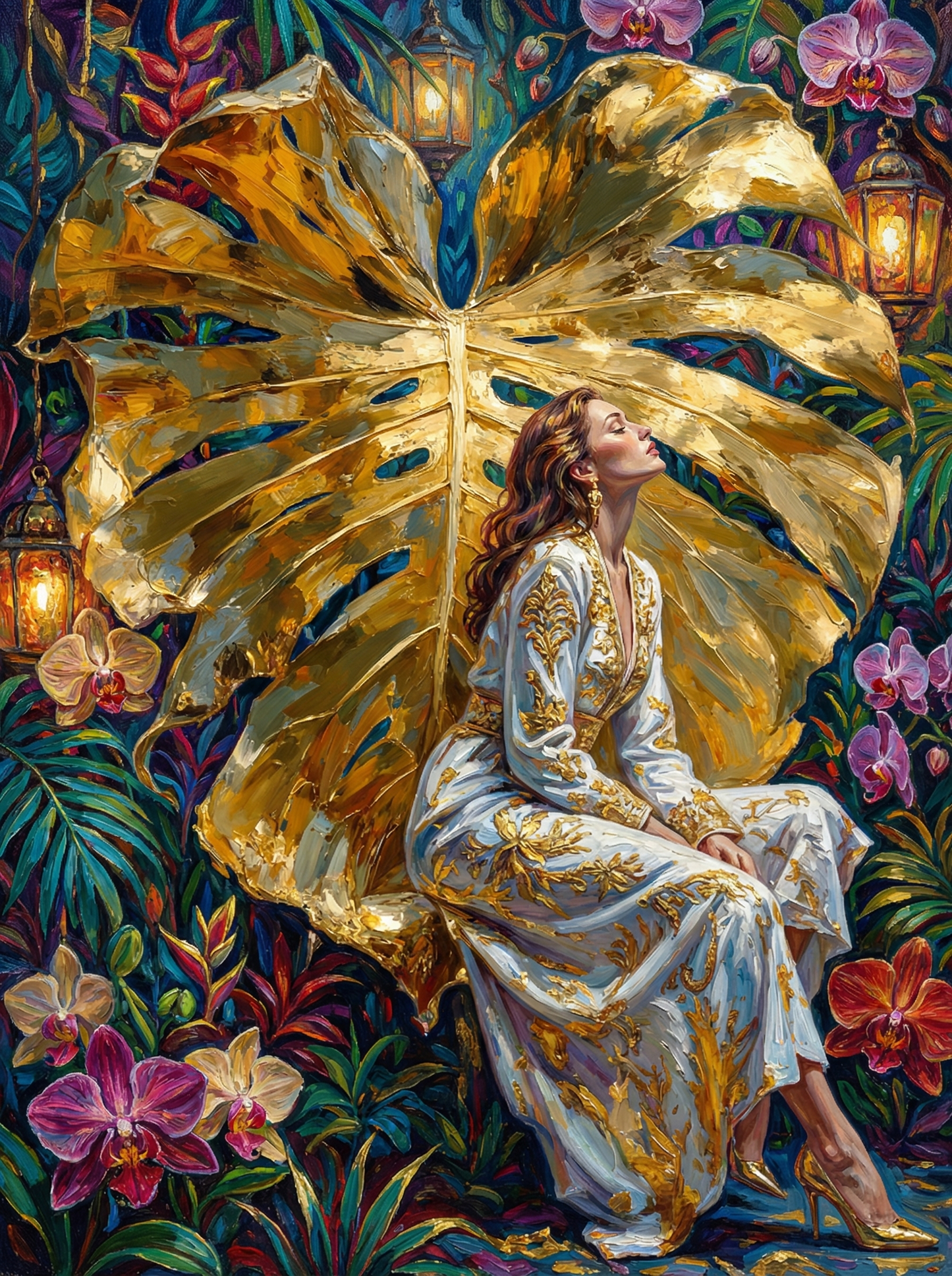 Mystical Woman Golden Leaves (80 Colors)