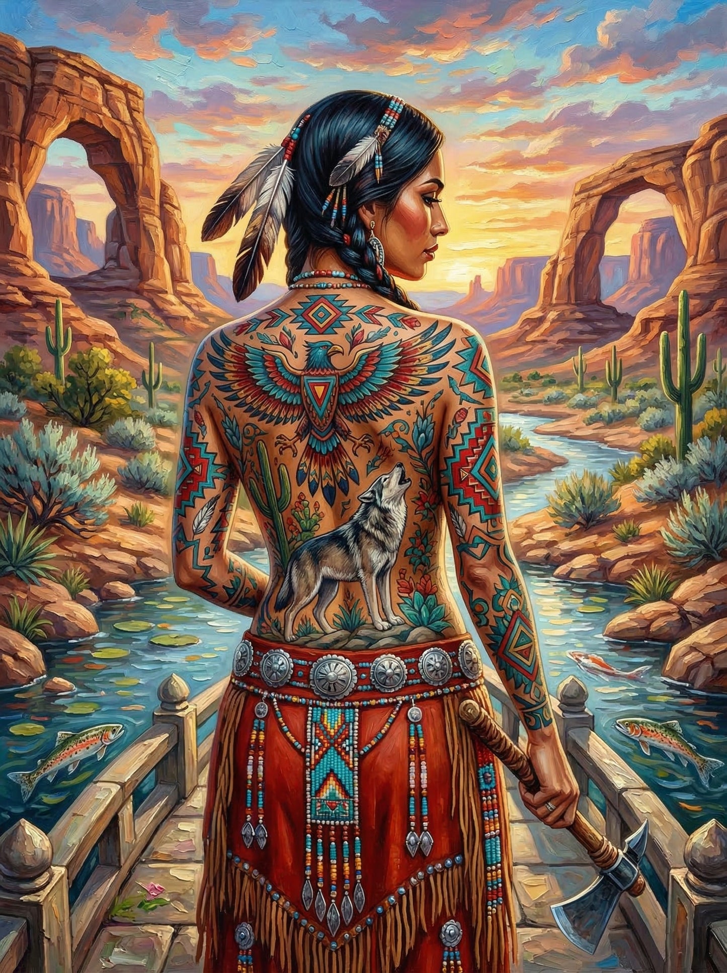Native Eagle Tattoo Desert (120 Colors)