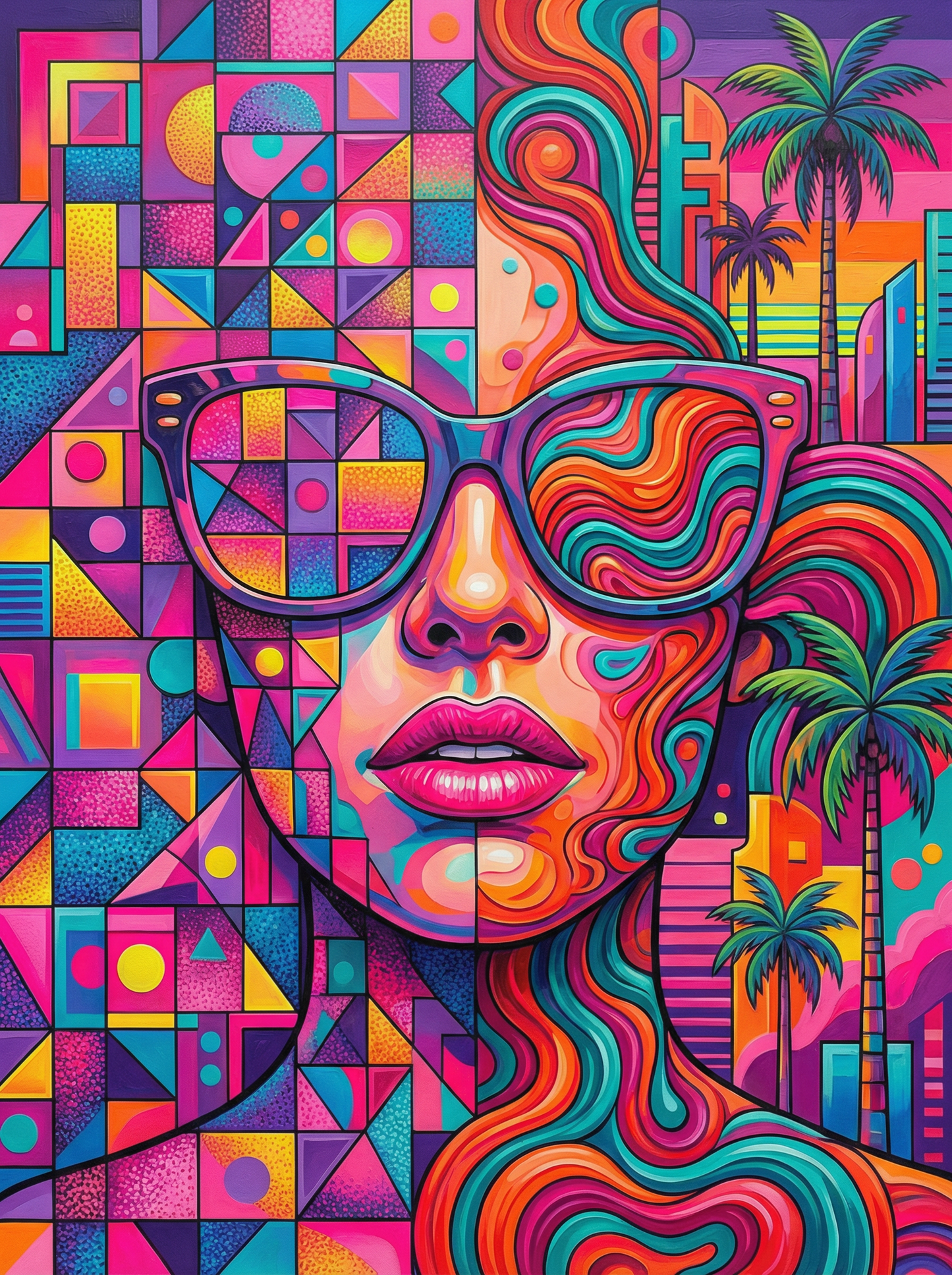 Neon Geometric Woman (120 Colors)