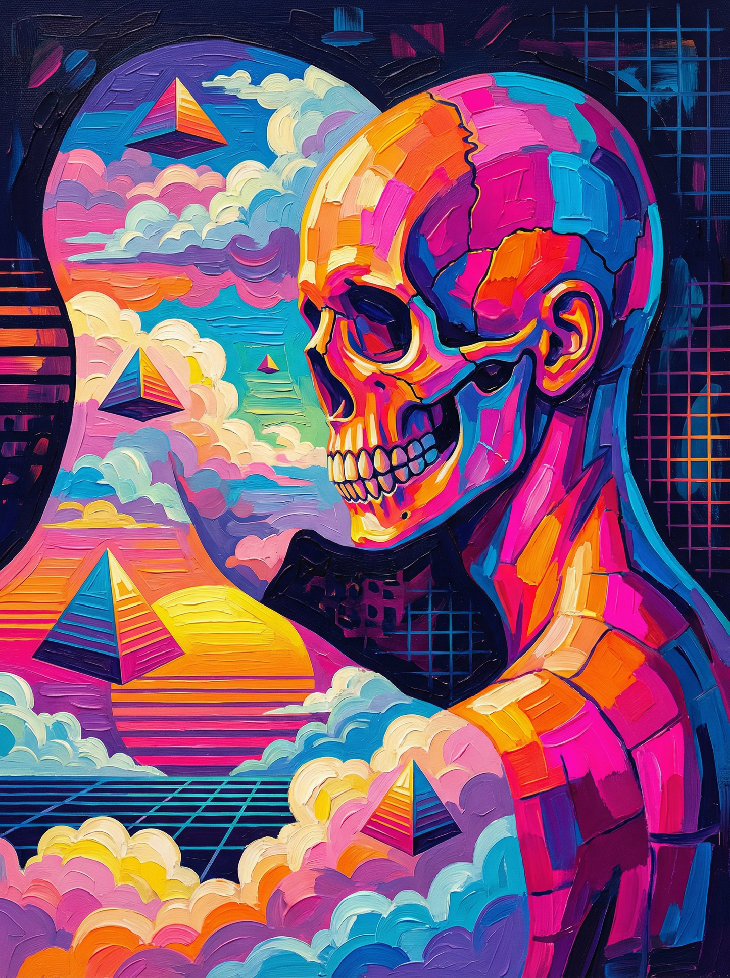 Neon Skull Surreal Landscape (120 Colors)