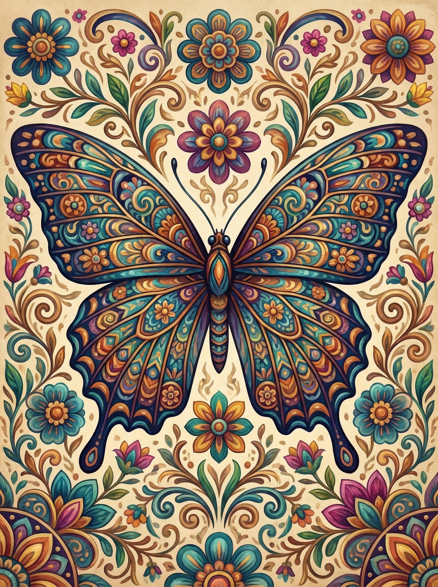 Ornate Butterfly Medallion (80 Colors)