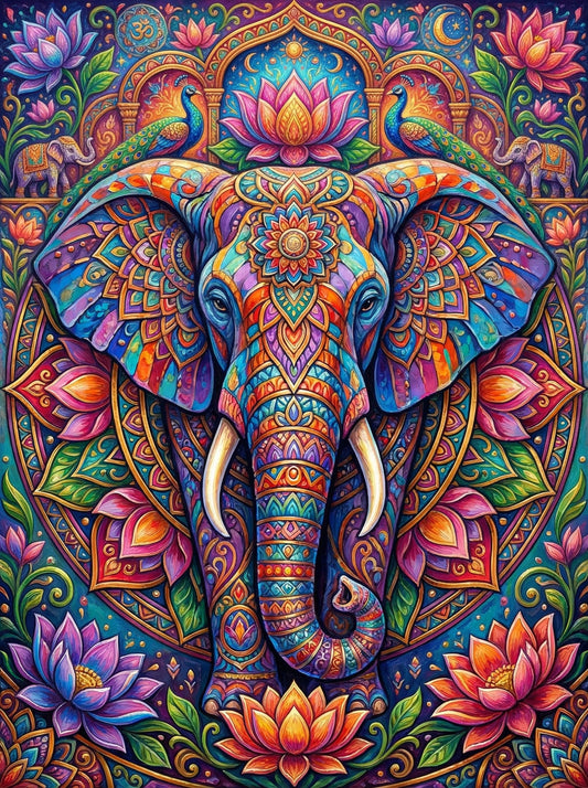 Ornate Elephant Mandala (120 Colors)