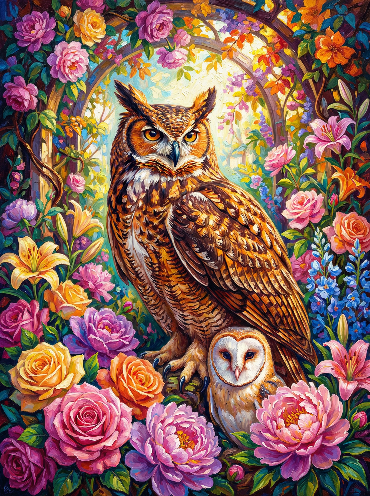 Owl In Floral Wreath (80 Colors)