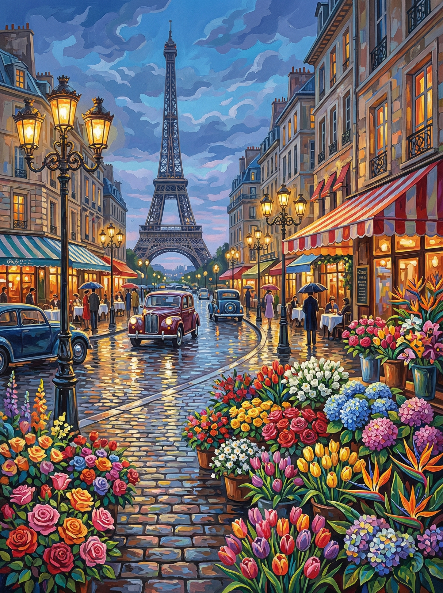 Paris Street Eiffel Tower Rain (80 Colors)