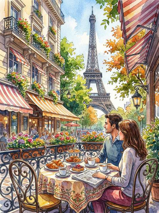Parisian Cafe Eiffel Tower (120 Colors)