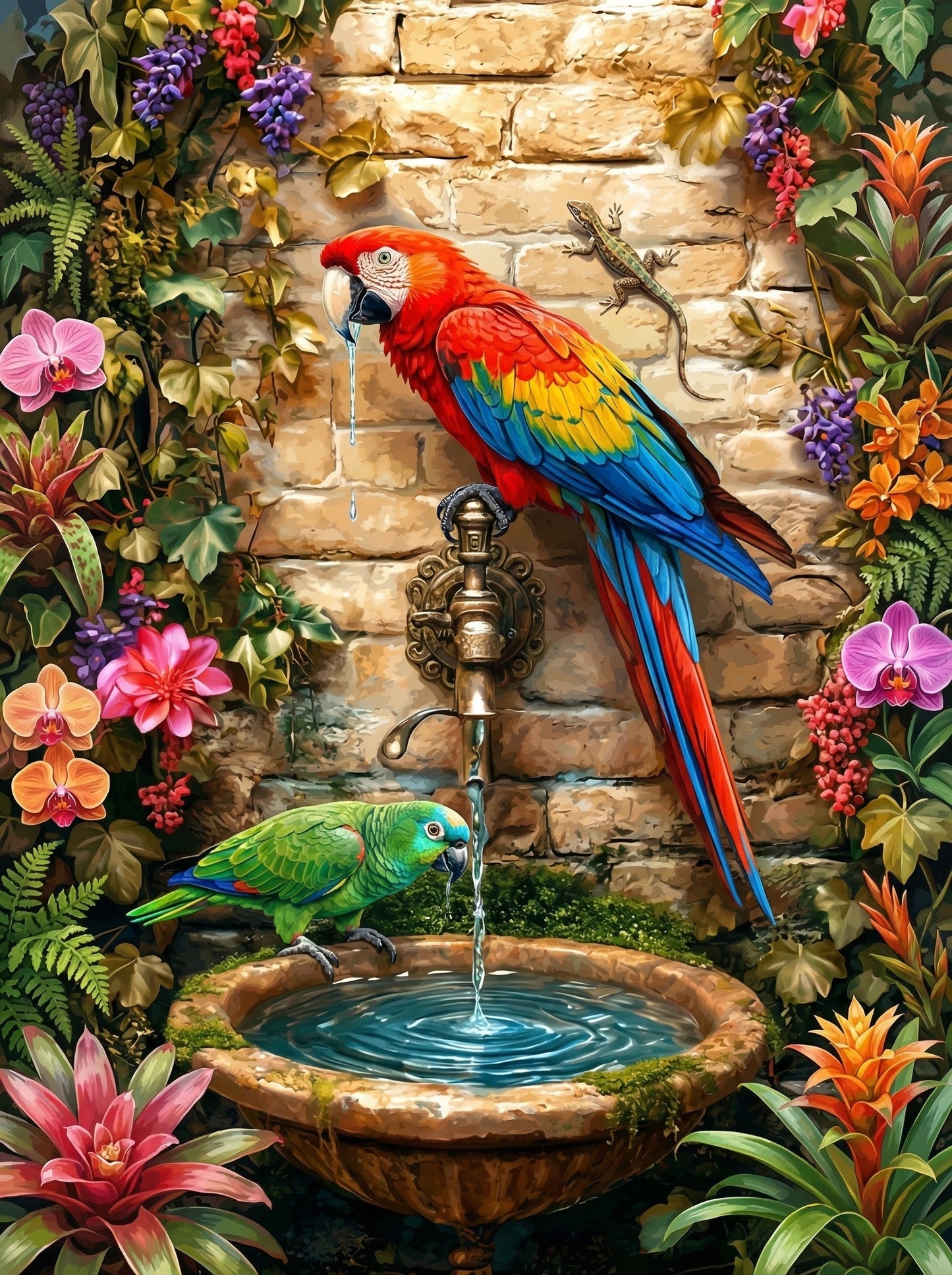 Parrot Water Fountain Garden (80 Colors)
