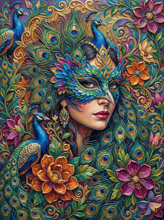 Peacock Mask Woman (120 Colors)