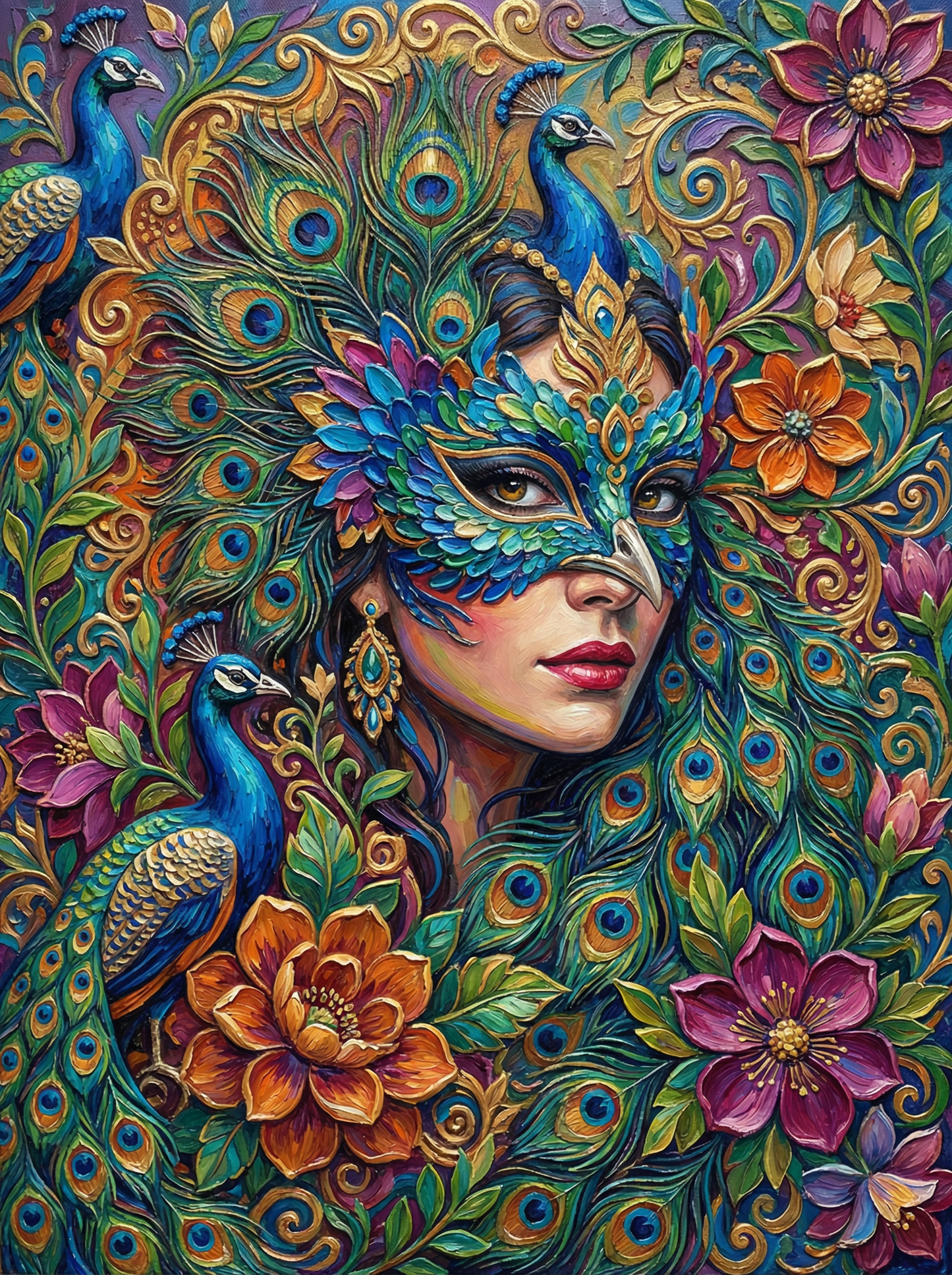 Peacock Mask Woman (80 Colors)
